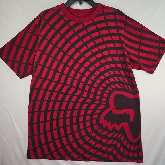 FOX Riders Racing Vortex T-shirt Red All Over Print Large Y2K Retro Motocross - Picture 1 of 8